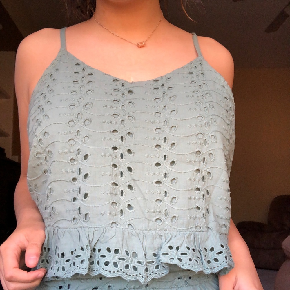 Valentina Naldi Flowy Ruffled Sage Top